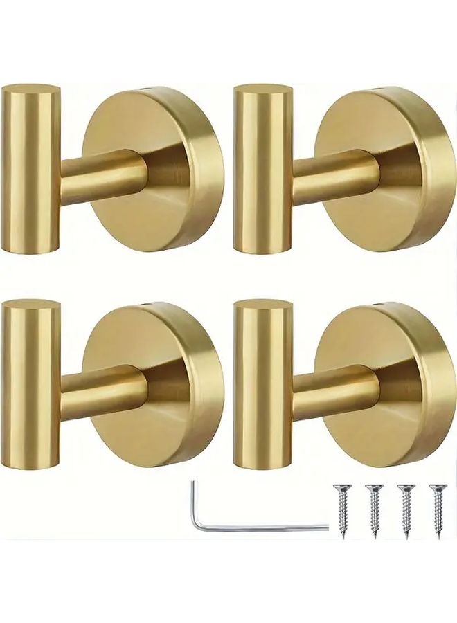 4pcs Golden Wall Mounted Towel Rack Heavy Duty Stainless Steel Hooks For Kitchen - Image 2
