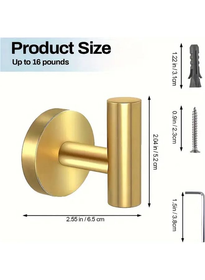 4pcs Golden Wall Mounted Towel Rack Heavy Duty Stainless Steel Hooks For Kitchen - Image 4