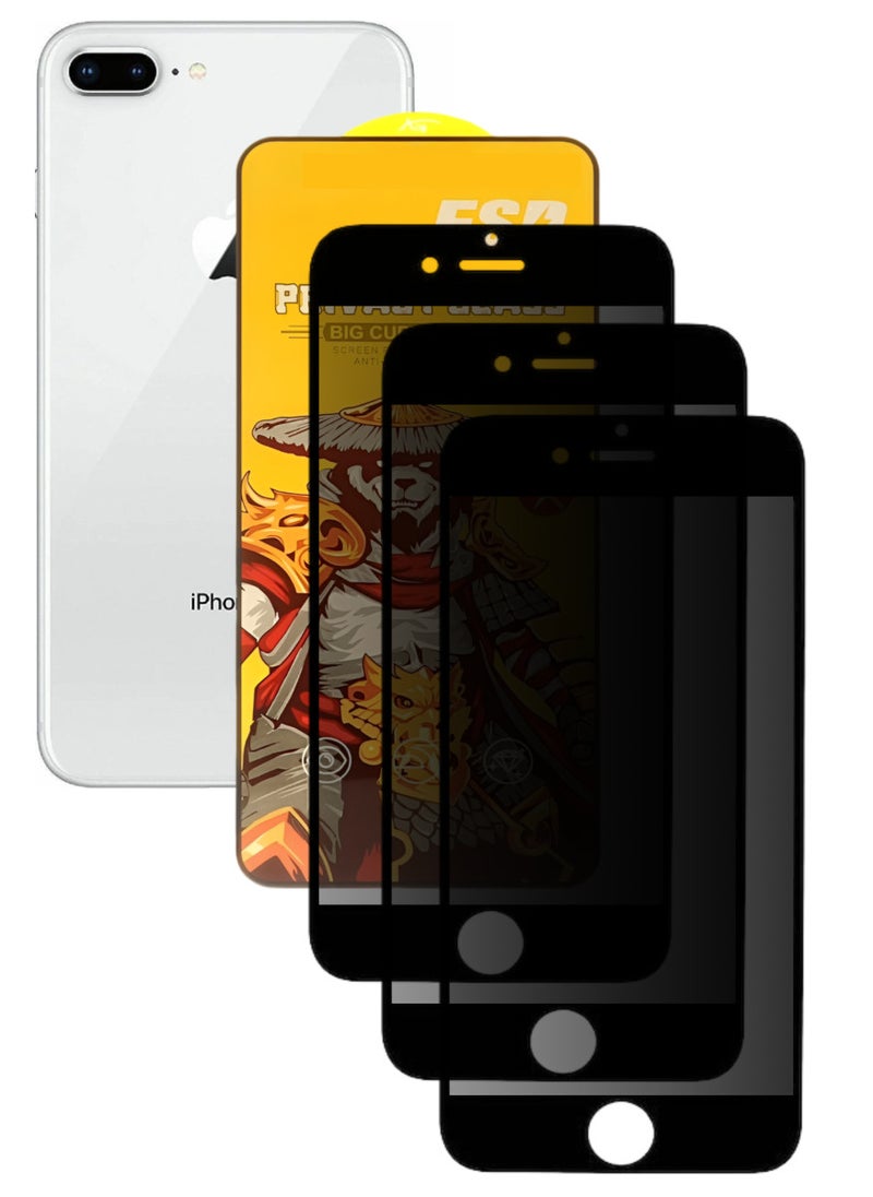 ESD 3 Pieces Tempered Dustproof Privacy Glass Screen Protector Compatible For iPhone 8 Plus - Image 1