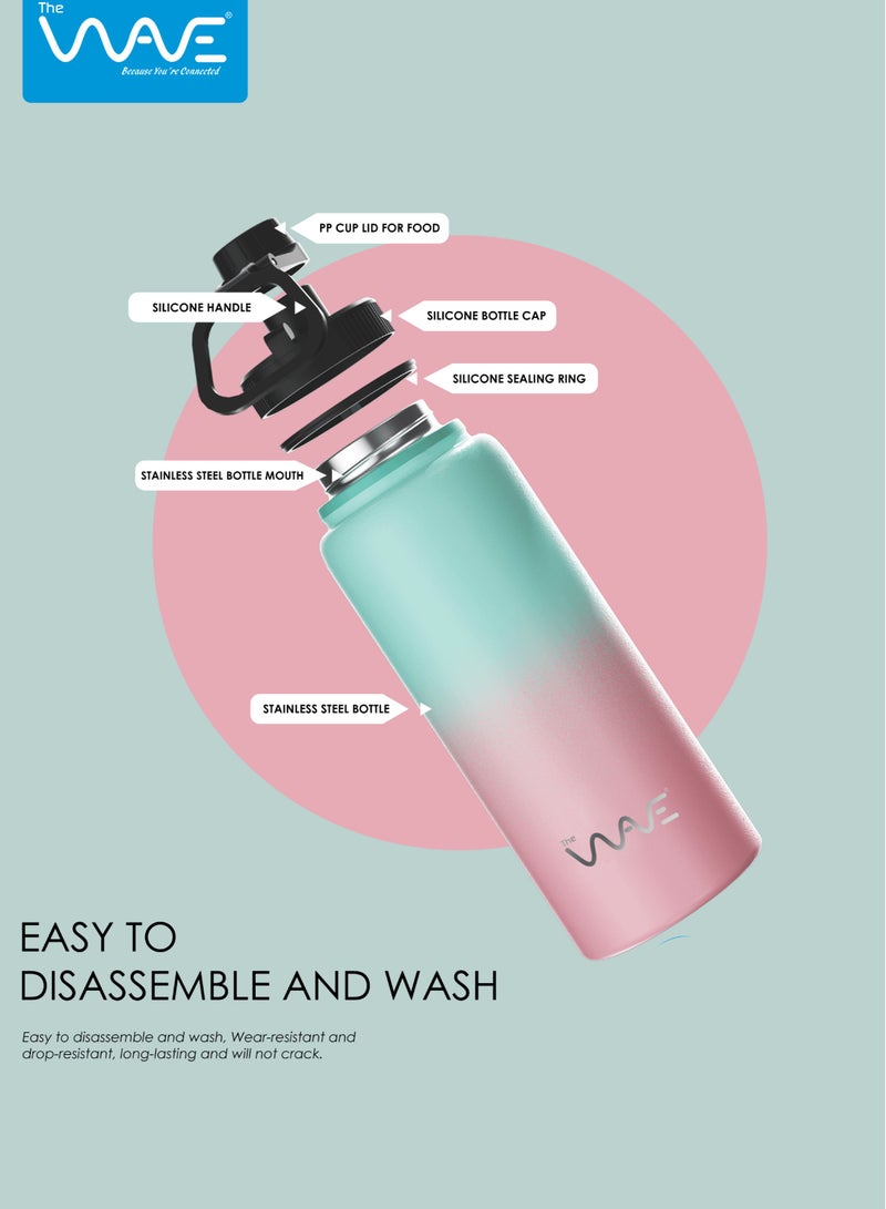 وايف زجاجة مياه رياضية مفرغة 1000 مل – ستانلس ستيل 304، عزل مزدوج الجدار، تحافظ على السخونة 4 ساعات البرودة 7 ساعات، مانعة للتسرب، خالية من BPA - Image 4