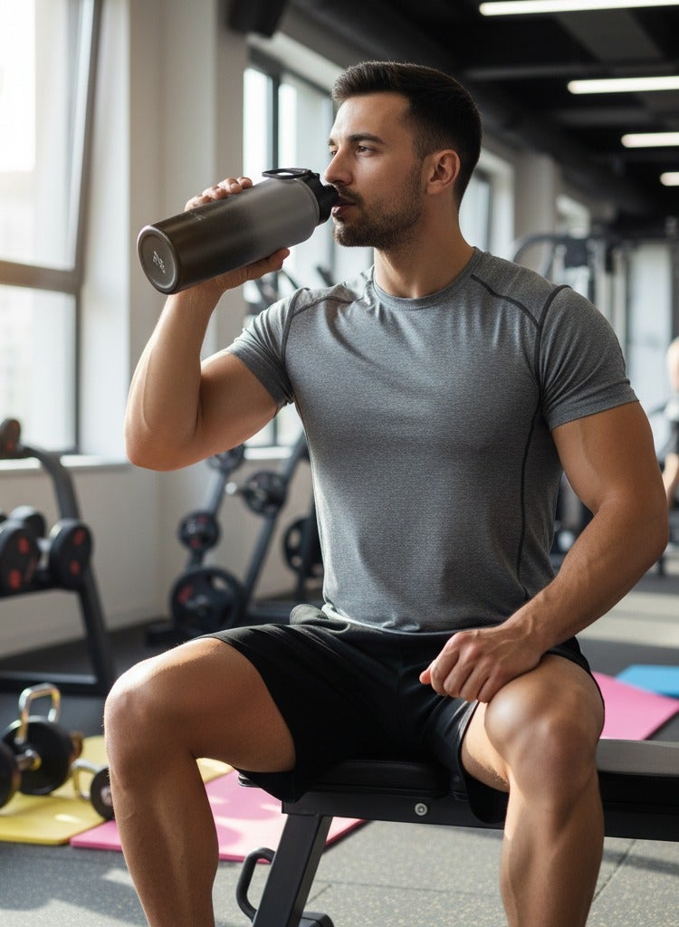 وايف زجاجة مياه رياضية مفرغة 1000 مل – ستانلس ستيل 304، عزل مزدوج الجدار، تحافظ على السخونة 4 ساعات البرودة 7 ساعات، مانعة للتسرب، خالية من BPA - Image 3