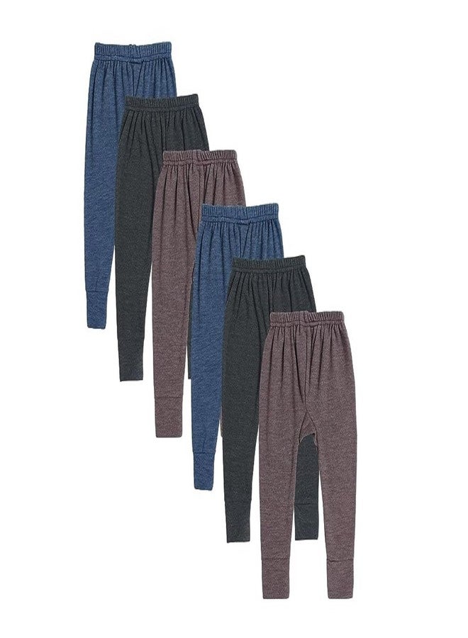 TIXY Baby Boy and Baby Girl Infant & Kids Warm and Cozy Woollen Bottom Pajamas/Pajami for Winter - Available in Thermal, Milanche, and Striped Designs. (Pack of 6) - Image 1