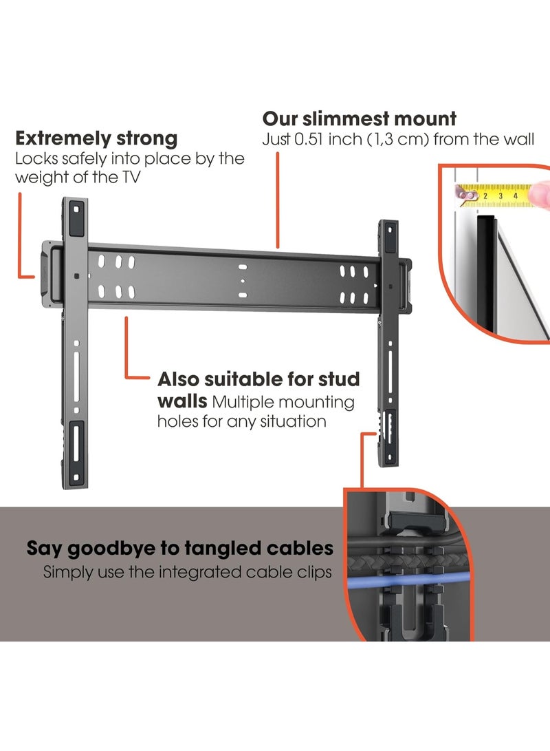 Vogels Vogel's TVM 5705 – Ultra-slim TV wall mount with GuidanceSystem™ for safe and easy hanging of large TVs, 40–110 inch, max. 100 kg, TÜV certified, VESA 600x400, wall distance 1.3 cm - Image 4
