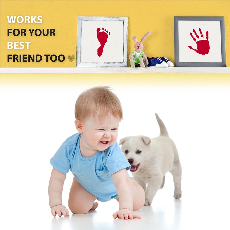 Tiny Gifts Large Clean Touch Ink Pad for Baby Handprints and Footprints - Inkless Infant Hand & Foot Stamp - Safe for Babies, Doesn’t Touch Skin - Perfect Family Memory or Gift, Red Print Kit by Tiny Gifts - Image 5