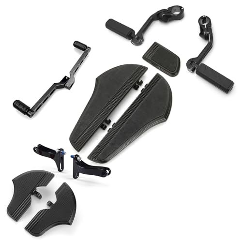 TOPRAMETAL For Harley Davidson Floorboards Touring Street Road Glide Passenger Defiance Floorboards Motorcycle Footboards (All Black, comb sets with highway pegs) - Image 1