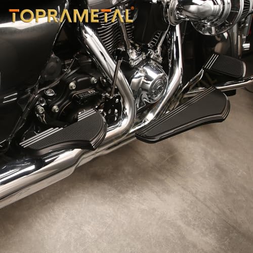 TOPRAMETAL For Harley Davidson Floorboards Touring Street Road Glide Passenger Defiance Floorboards Motorcycle Footboards (All Black, comb sets with highway pegs) - Image 3