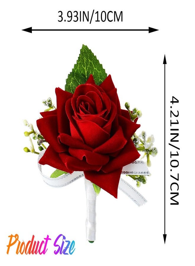 لاتيوس زهرة لاتيوس روز البيضاء للعريس ورفاقه (أحمر) - Image 2