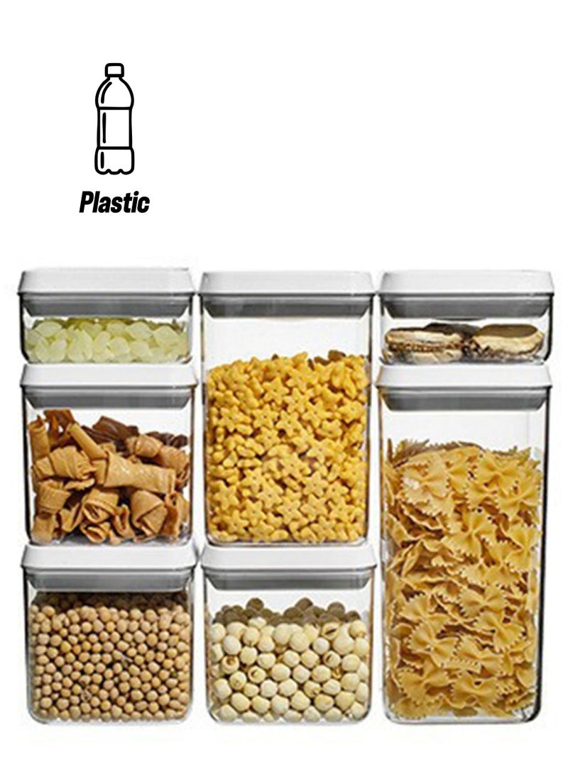 Arabest Airtight Container Set - ( 7 Pcs) Stackable One Button Openning Food Containers for Snacks Candy Salt Herbs Spices BPA-Free Tranparent - Image 1