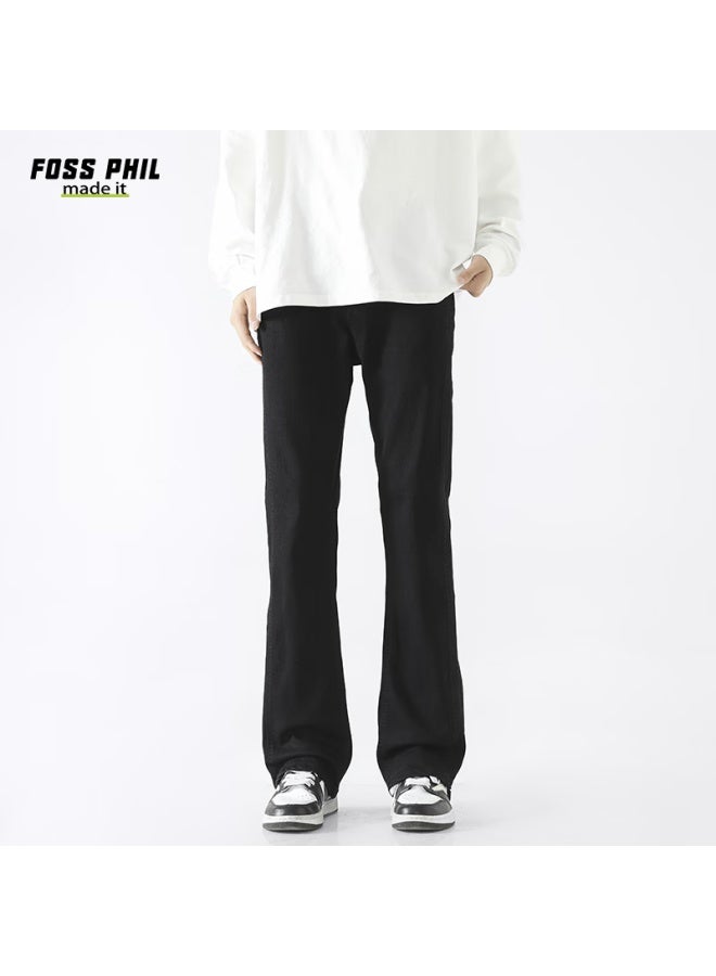 Foss Phil Men's Autumn And Winter High Street Vibe Casual Slim Straight Leg Jeans G38 Black XL - Image 2