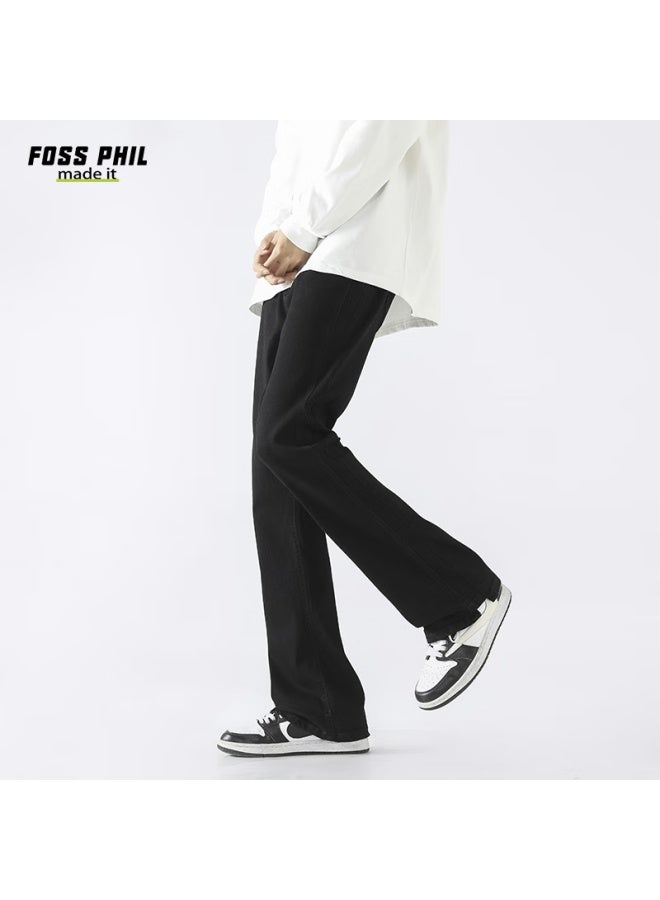Foss Phil Men's Autumn And Winter High Street Vibe Casual Slim Straight Leg Jeans G38 Black XL - Image 3