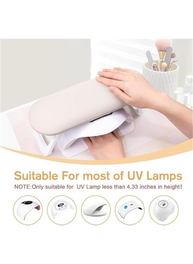 مسند ذراع الأظافر، مسند أظافر من جلد البولي يوريثان قابل للطي للتقليم، مع حصيرة أظافر ناعمة للطاولة ومسند يد ناعم لأظافر الأكريليك/وسادة يد للأظافر لاستخدام صالون المانيكير (رمادي فاتح) - Image 4