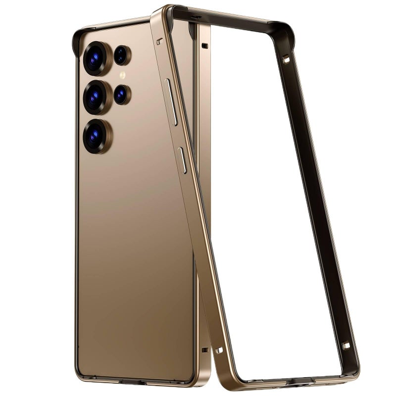 Drop Protection Samsung Galaxy S24 Ultra Metal in with Corner Bump and Four Corner and Drop Protection in Gold - Image 1
