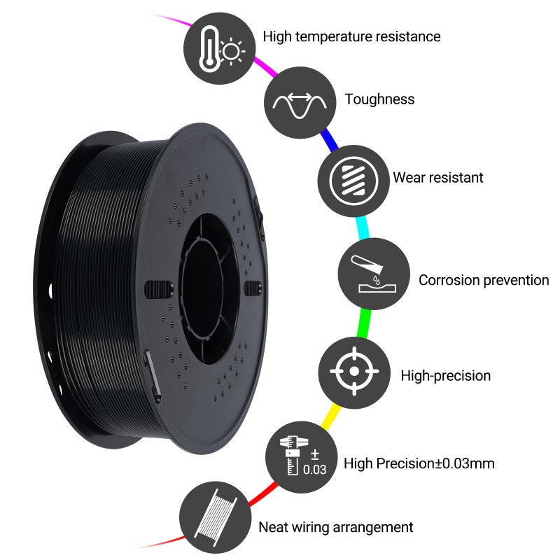 Kingroon PA6 Nylon 3D Printer Filament 1.75mm, 1kg Black Filament, High Strength Filament for Engineering Parts, Dimensional Accuracy +/- 0.03mm - Image 2