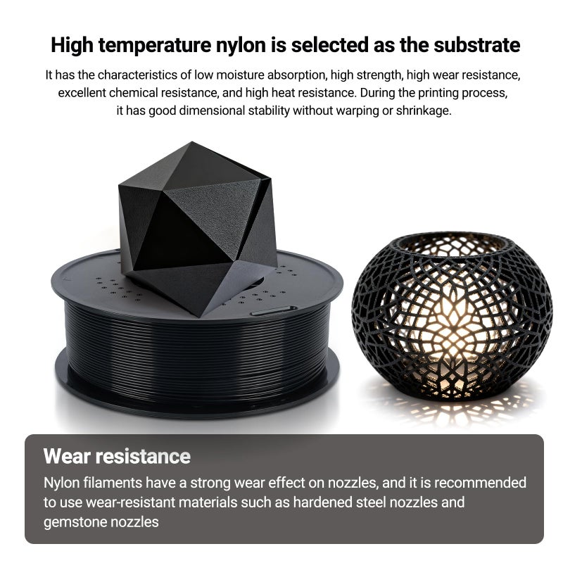 Kingroon PA6 Nylon 3D Printer Filament 1.75mm, 1kg Black Filament, High Strength Filament for Engineering Parts, Dimensional Accuracy +/- 0.03mm - Image 3