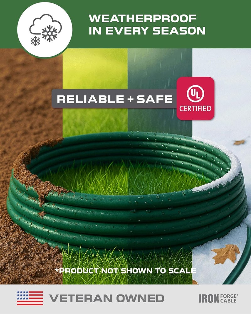 IRON FORGE CABLE 3 OutletOutdoor Extension Cord 15 ft, 16/3 Heavy Duty Green Extension Cord with Multiple Outlets 3 Prong, Weatherproof Exterior Power Cable Great for Outside, Outdoor Lights & Lawn - Image 2
