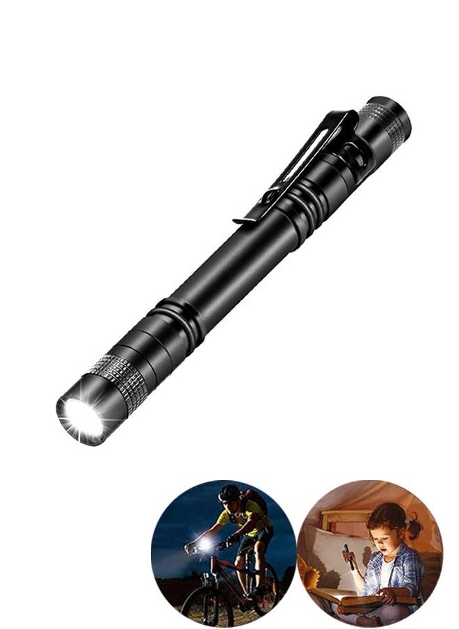 Generic - LED Mini Flashlight Ultra Bright Pocket Flashlight Pen Light Flashlight White Light Led Tactical Penlight Inspection Light with Clip for Camping Outdoor Emergency Inspection Work Repair Black - Image 1