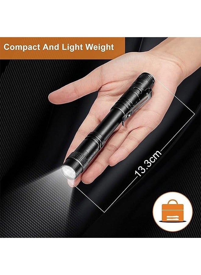 Generic - LED Mini Flashlight Ultra Bright Pocket Flashlight Pen Light Flashlight White Light Led Tactical Penlight Inspection Light with Clip for Camping Outdoor Emergency Inspection Work Repair Black - Image 1