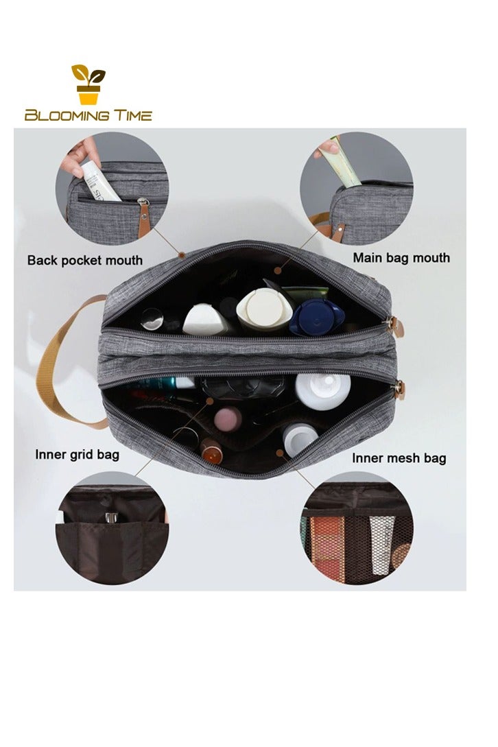 بلومنغ تايم حقيبة أدوات الزينة للسفر للرجال ، حقيبة سفر محمولة ذات سعة كبيرة للأعمال ، حقيبة تخزين للسفر للرجال ، حقيبة تخزين مستحضرات التجميل بمقصورة قماش أكسفورد ، حقيبة أدوات الزينة للرجال بطبقتين ، أسود - Image 4