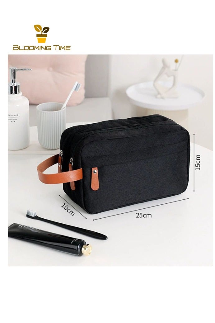 بلومنغ تايم حقيبة أدوات الزينة للسفر للرجال ، حقيبة سفر محمولة ذات سعة كبيرة للأعمال ، حقيبة تخزين للسفر للرجال ، حقيبة تخزين مستحضرات التجميل بمقصورة قماش أكسفورد ، حقيبة أدوات الزينة للرجال بطبقتين ، أسود - Image 5