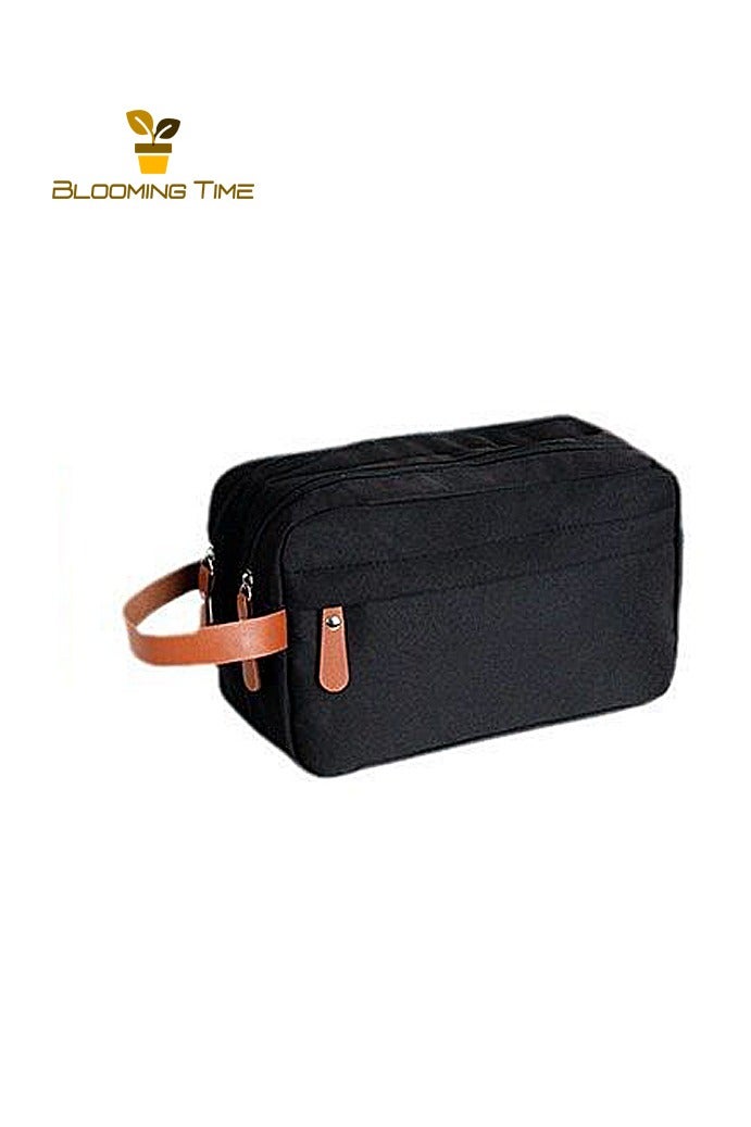 بلومنغ تايم حقيبة أدوات الزينة للسفر للرجال ، حقيبة سفر محمولة ذات سعة كبيرة للأعمال ، حقيبة تخزين للسفر للرجال ، حقيبة تخزين مستحضرات التجميل بمقصورة قماش أكسفورد ، حقيبة أدوات الزينة للرجال بطبقتين ، أسود - Image 3