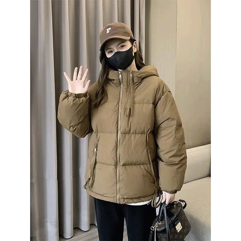 Down cotton-padded coat womens short loose cotton-padded jacket 2024 new winter short plus size thick coat womens cotton-padded jacket tide Green brown - Image 3