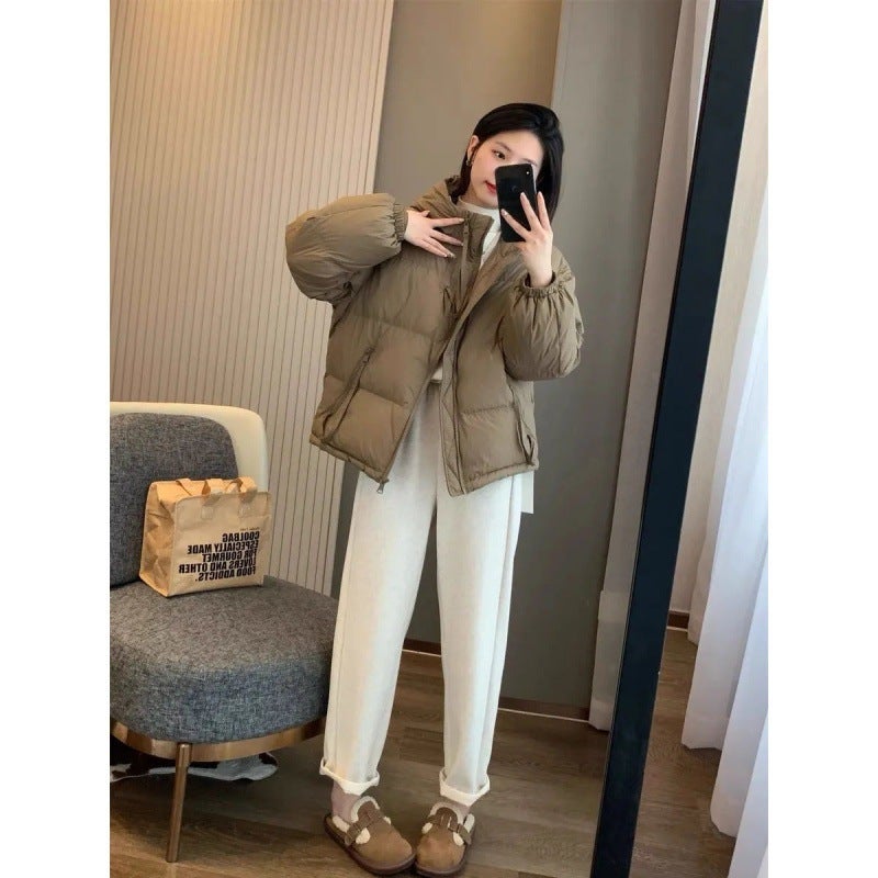 Down cotton-padded coat womens short loose cotton-padded jacket 2024 new winter short plus size thick coat womens cotton-padded jacket tide Green brown - Image 5