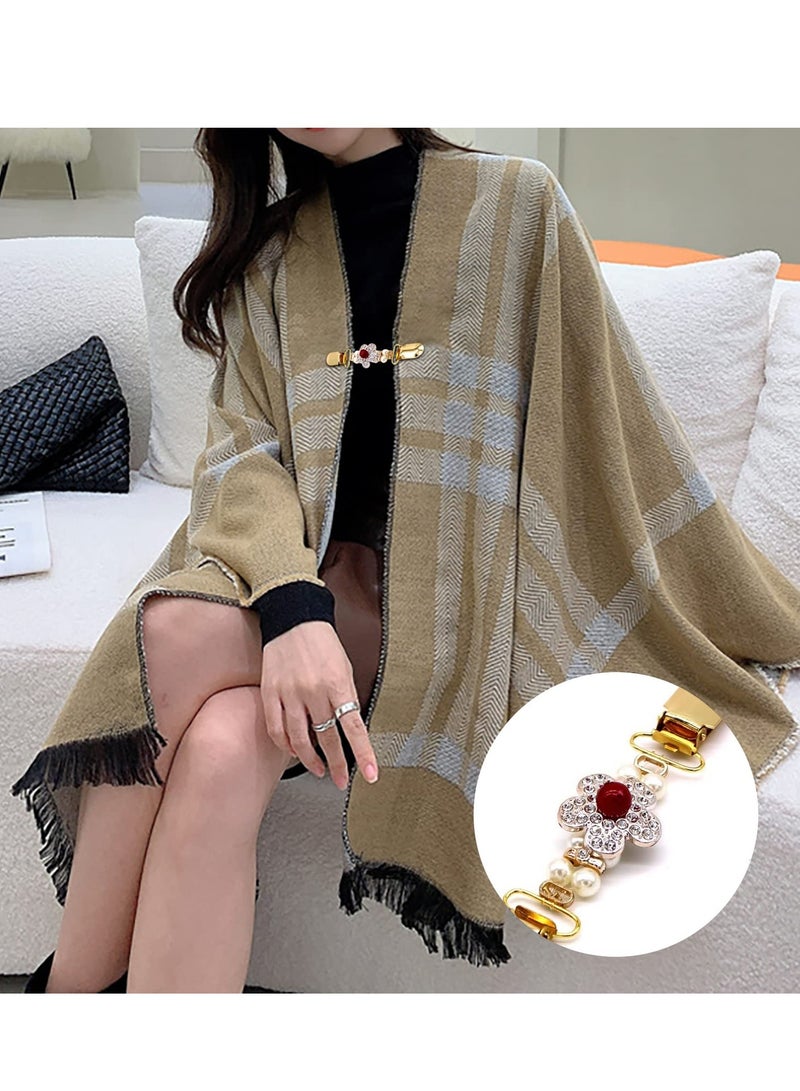 SOLARAE 3PCS Tie Up Sweater Clip and Scarf Clip Set, Vintage Dress Clips Back Cinch Clip for Clothing, Shawl Clasps, Ladies Dress Chain Cardigan, Retro Cardigan Collar  Brooch Clips，3 Styles - Image 3