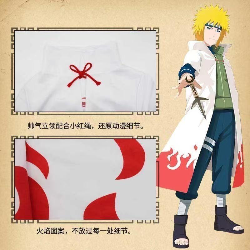 Authentic Naruto Fourth Hokage Cloak Cosplay Costume with Adjustable Hood and Belt for Adults Halloween Party Anime Convention Role Play - Image 5