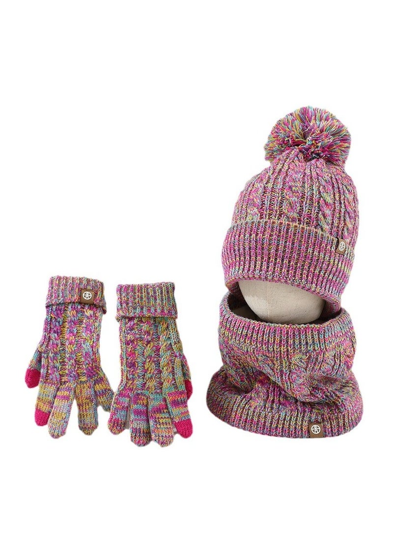 Generic Children's Boys Girls Beanie Hat Scarf and Gloves Set with Fleece Lined for 5-12 Years Winter Hat with Knitted Hat Tube Scarf Winter Gloves Set  - Image 1