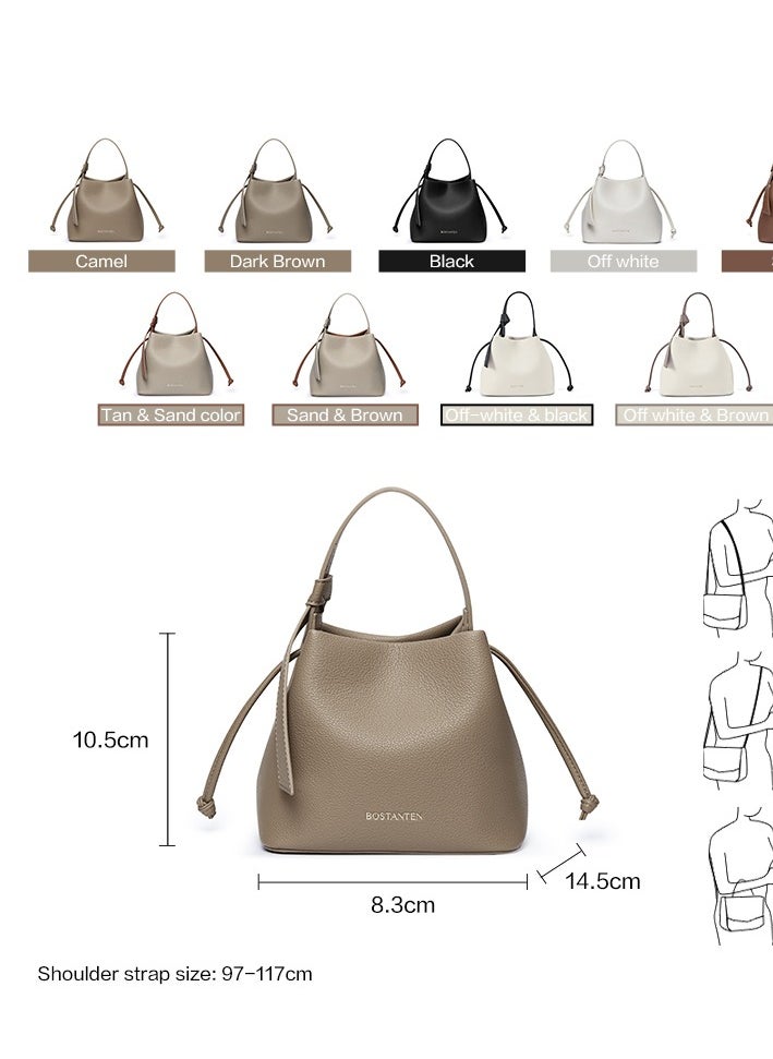 Bostanten - Bostanten Magnetic Close Secure Buckle Lock Bucket Bag – Sleek Design for Enhanced Security and Safe Storage / Camel Color - Image 1