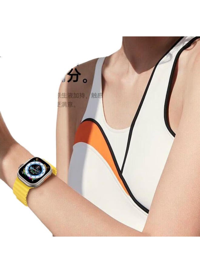 WP New Apple Watch Band Apple Watch Ultra2 Ocean Silicone Double Buckle Loop Band Iwatch S10/9/8/Se Original Orange 45 - Image 2