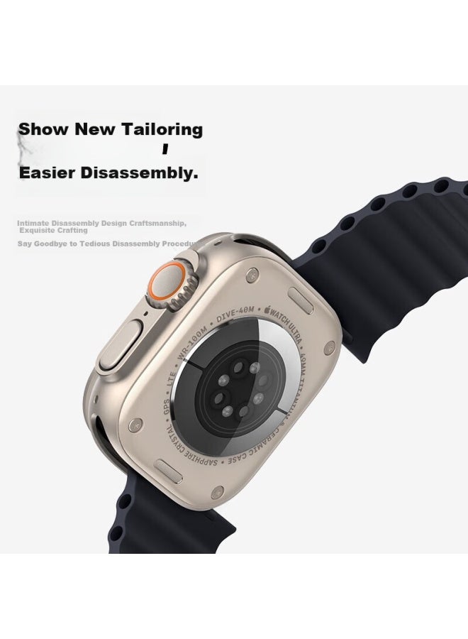 WP W&p New Apple Watch Band Apple Watch Ultra2 Ocean Silicone Double Buckle Loop Band Iwatch S10/9/8/se Original Orange 45 - Image 5