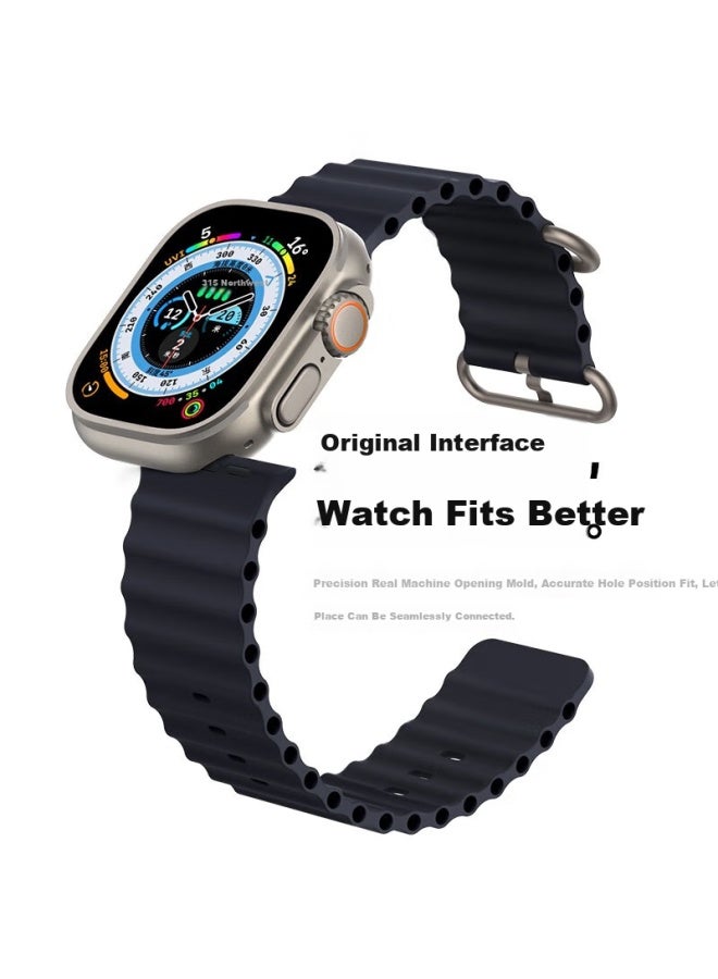 WP W&p New Apple Watch Band Apple Watch Ultra2 Ocean Silicone Double Buckle Loop Band Iwatch S10/9/8/se Original Orange 45 - Image 4