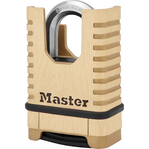 MASTER LOCK Brass Heavy Duty Solid Padlock, Security Level 9/10, Outdoor, Combination, Anti-Rust and Weatherproof, Closed Shackle - Image 1
