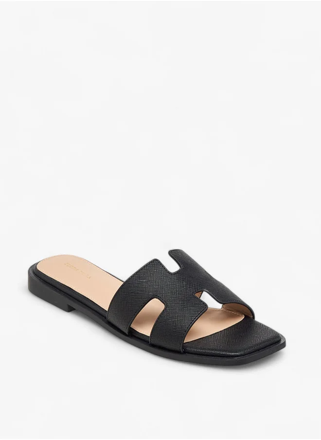 Flora Bella By Shoexpress Women's Textured Slip-On Flat Sandals