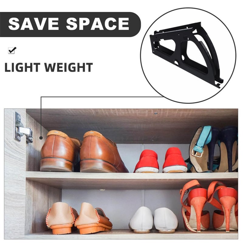 Metal Shoe Cabinet Hinges Flip Frame Brackets Black Single Layer Replacement Hardware - Image 5