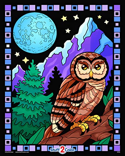 Stuff2Color Midnight Owl Velvet Coloring Poster All Ages Coloring for Kids Toddlers Teens and Adults Great for Arts and Crafts Coloring Time After School or as a Family Activity - Image 1