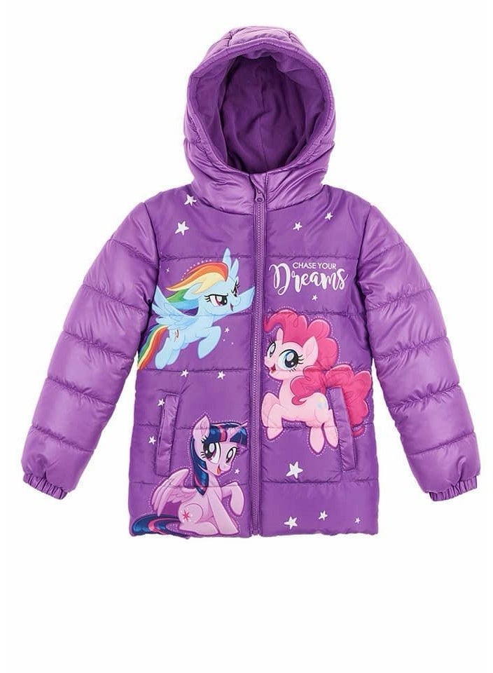 ماي ليتل بوني جاكيت ماي ليتل بوني أرجواني مبطن بقلنسوة للبنات. من إنتاج كيدز تي في. - Image 1