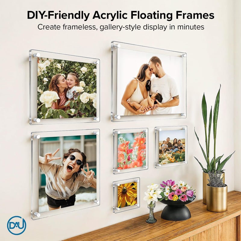 DistinctAndUnique Acrylic Floating Frames White Standoffs (single) 11" x 14" Clear Acrylic Frames for Wall Mount Floating Picture Frame, Diploma Poster Certificate Hanging Photo Display Degree Prints Artwork Documents - Image 2