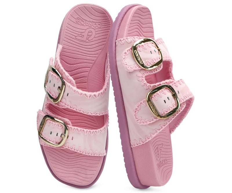 COFACE Womens Sandals 2026 Buckles Arch Support Summer Beach Vacations Essentials Comfort Trendy Dressy Fashion Casual Cute Classy Cloud Slides Pink Size 9 - Image 1