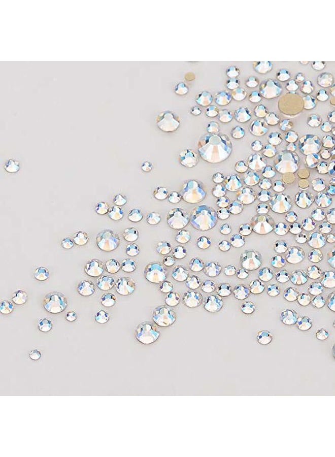 Dowarm 2650PCS Glue Fix Glass Flat Back Crystal Rhinestones, 6 Sizes 1.5mm 2mm 2.8mm 4mm 4.8mm 6.5mm, Non Hotfix Flatback Crystals for Crafts Nail Face Art Clothes (Blue Moonlight/Paradise Shine) - Image 5