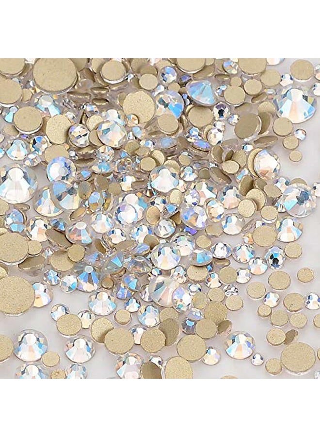 Dowarm 2650PCS Glue Fix Glass Flat Back Crystal Rhinestones, 6 Sizes 1.5mm 2mm 2.8mm 4mm 4.8mm 6.5mm, Non Hotfix Flatback Crystals for Crafts Nail Face Art Clothes (Blue Moonlight/Paradise Shine) - Image 3