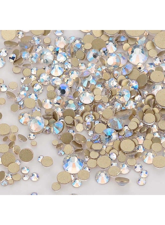 Dowarm 2650PCS Glue Fix Glass Flat Back Crystal Rhinestones, 6 Sizes 1.5mm 2mm 2.8mm 4mm 4.8mm 6.5mm, Non Hotfix Flatback Crystals for Crafts Nail Face Art Clothes (Blue Moonlight/Paradise Shine) - Image 1