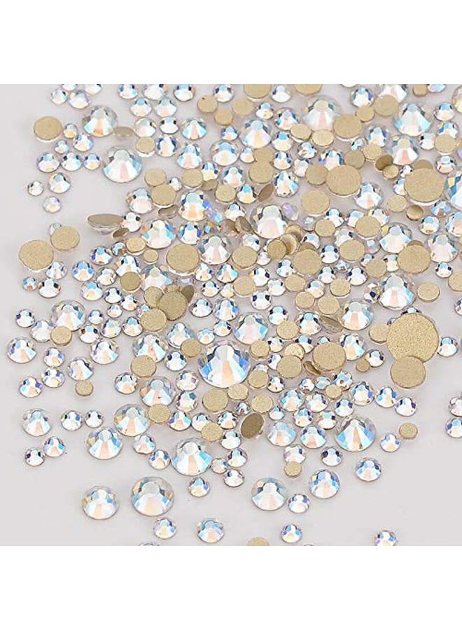 Dowarm 2650PCS Glue Fix Glass Flat Back Crystal Rhinestones, 6 Sizes 1.5mm 2mm 2.8mm 4mm 4.8mm 6.5mm, Non Hotfix Flatback Crystals for Crafts Nail Face Art Clothes (Blue Moonlight/Paradise Shine) - Image 4