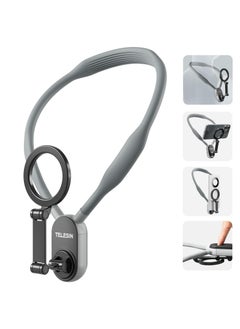 TELESIN Magnetic Neck Mount for Phones, Neck Cell Phone Holder POV/Vlog Selfie Mount Hand Free Phone Neck Holder Chest Stand Strap Video Recording for iPhone  15 14 13 12 Seires Android Phones (Grey)16  - Image 1