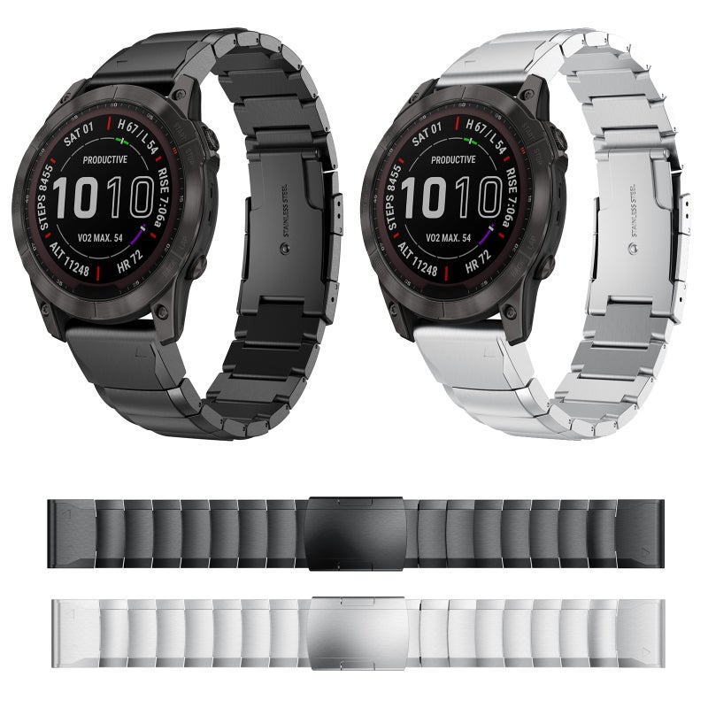 S-TOP For Garmin Epix Pro 51mm Tortoise Shell Stainless Steel Watch Band(Sliver) - Image 3