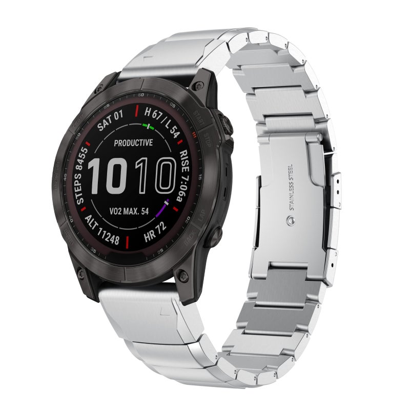 S-TOP For Garmin Epix Pro 51mm Tortoise Shell Stainless Steel Watch Band(Sliver) - Image 1