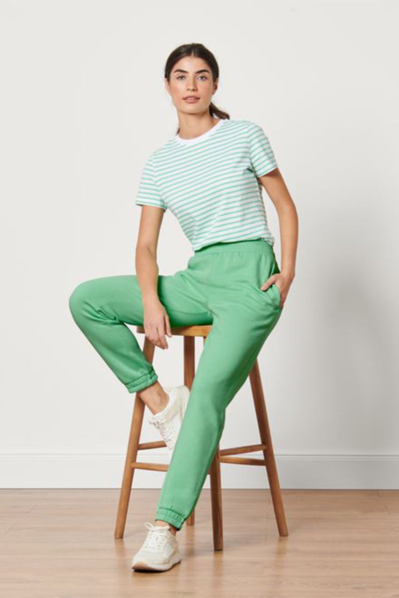 Tchibo Women Solid Side Pocket Fleece Jogger Pants, Apple Green - Image 1