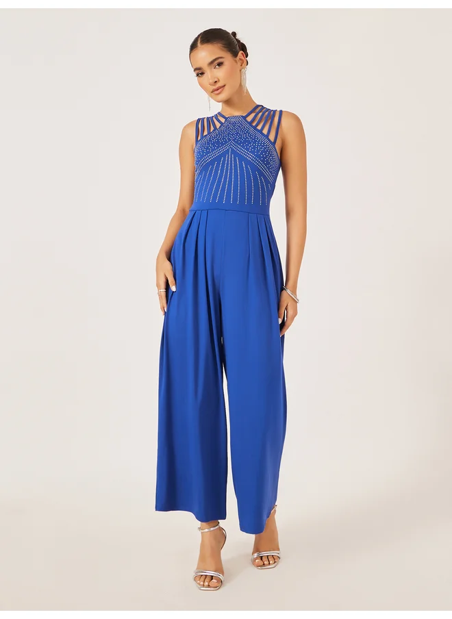 ستايلي Styli Embellished V Neck Wide Leg Jumpsuit