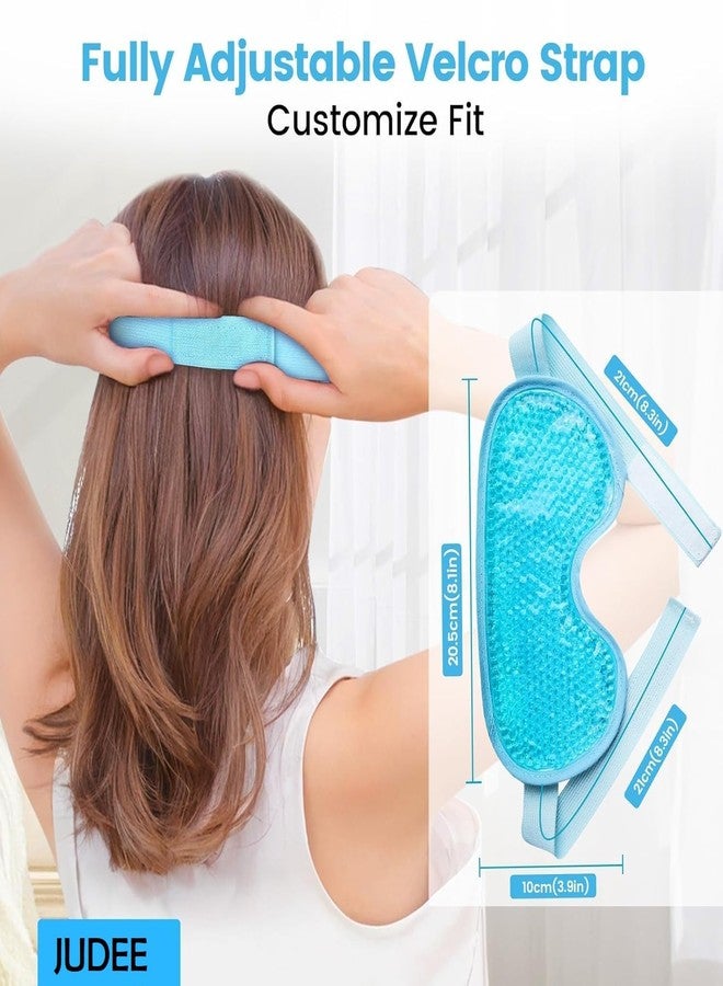 JUDEE Reusable Gel Beads Eye Mask for Sleeping - Hot & Cold Therapy Eye Pillow for Relaxation and Comfort - Soft, Adjustable Sleep Mask (Blue) - Image 4